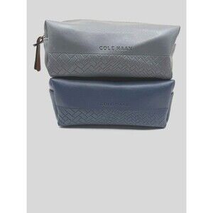 Lot of 2 Cole Haan Travel Toiletry Bags Dopp Kit Gray Blue Zip Organizer Case